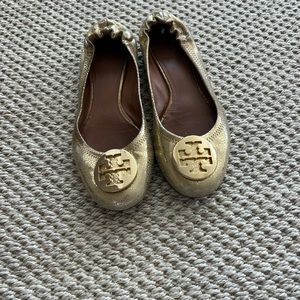 Gold Tory Burch Flats